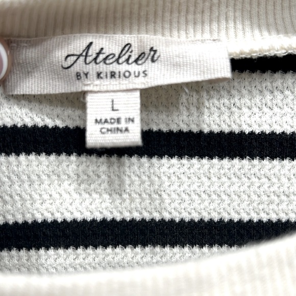 Atelier BY KIRIOUS Sz L Crop top sweater & skirt cream w stripes Good condition - Picture 7 of 8